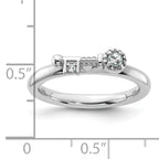 Sterling Silver Stackable Expressions Rhodium-plated White Topaz Key Ring