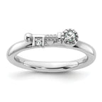 Sterling Silver Stackable Expressions Rhodium-plated White Topaz Key Ring