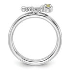 Sterling Silver Stackable Expressions Rhodium-plated Peridot and White Topaz Key Ring