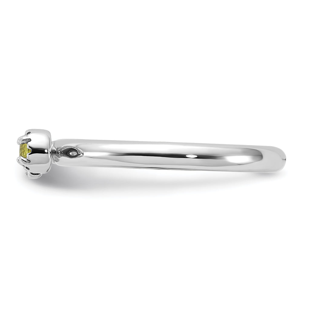 Sterling Silver Stackable Expressions Rhodium-plated Peridot and White Topaz Key Ring