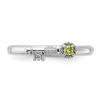 Sterling Silver Stackable Expressions Rhodium-plated Peridot and White Topaz Key Ring