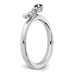 Sterling Silver Stackable Expressions Rhodium-plated Created Sapphire and White Topaz Key Ring