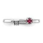 Sterling Silver Stackable Expressions Rhodium-plated Pink Tourmaline and White Topaz Key Ring