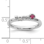 Sterling Silver Stackable Expressions Rhodium-plated Pink Tourmaline and White Topaz Key Ring