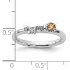 Sterling Silver Stackable Expressions Rhodium-plated Citrine and White Topaz Key Ring