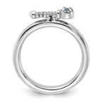 Sterling Silver Stackable Expressions Rhodium-plated Blue and White Topaz Key Ring