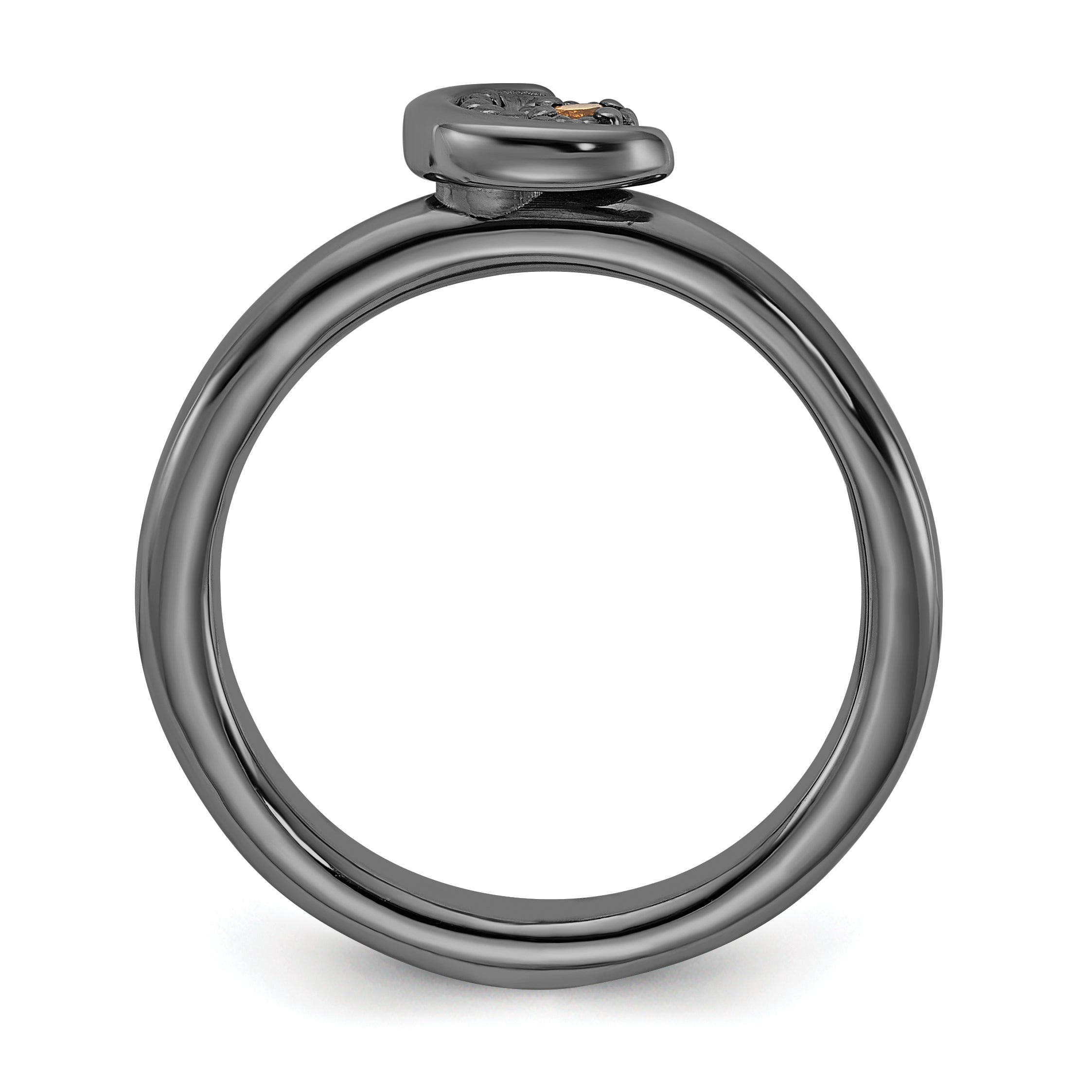 Sterling Silver Stackable Expressions Black Rhodium Citrine Moon Ring - Sophia Jewelers