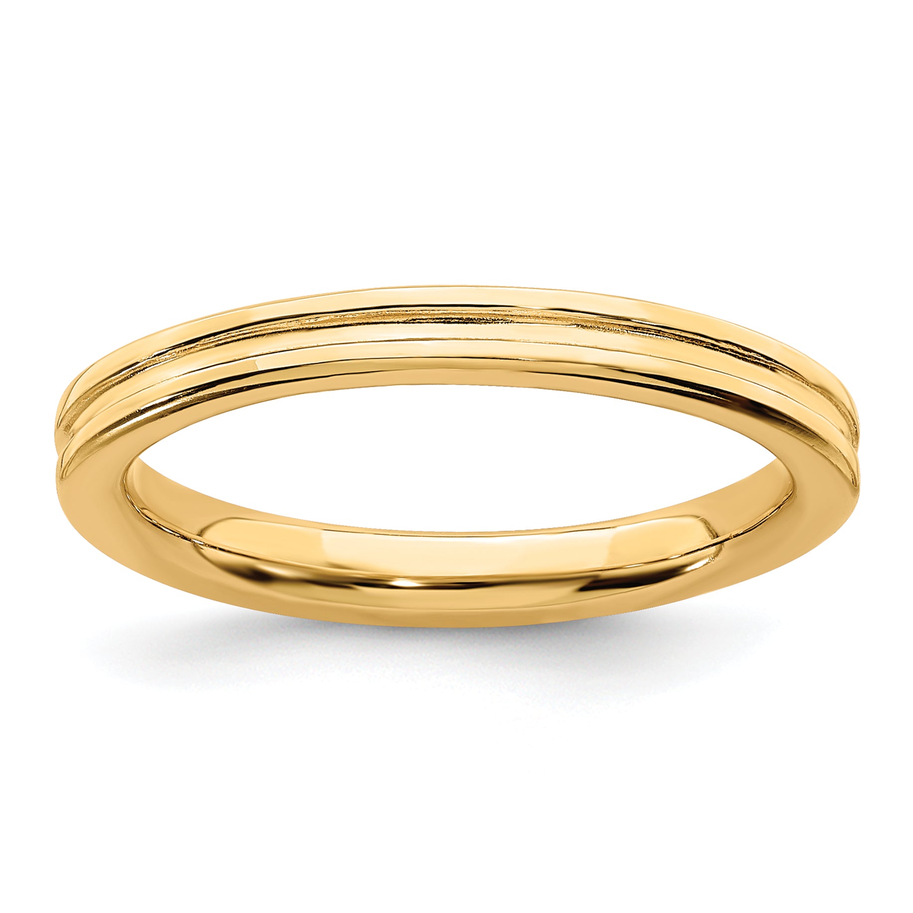 Sterling Silver Stackable Expressions Gold-plated Grooved Ring Main image