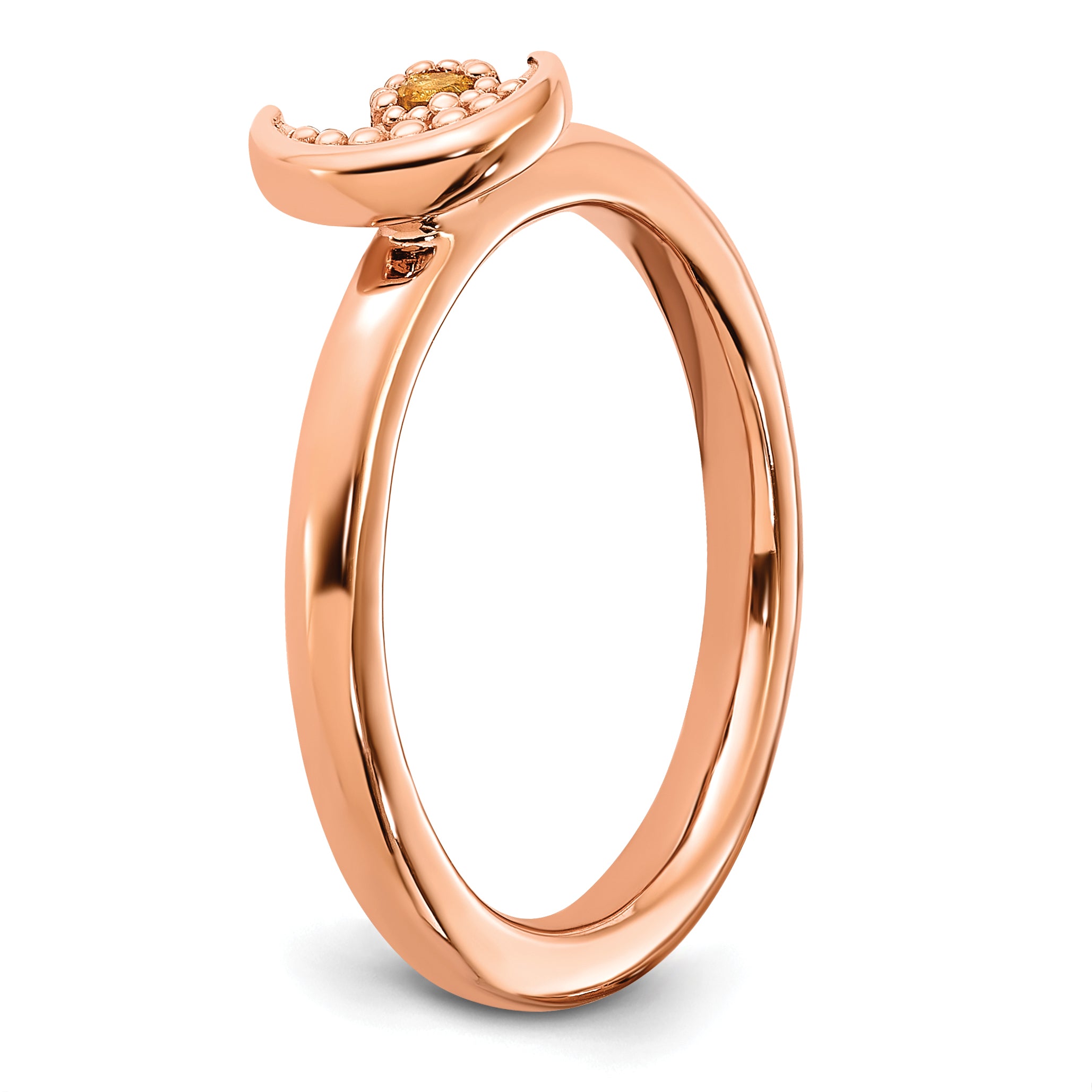 Sterling Silver Stackable Expressions Rose Gold-plated Citrine Moon Ring