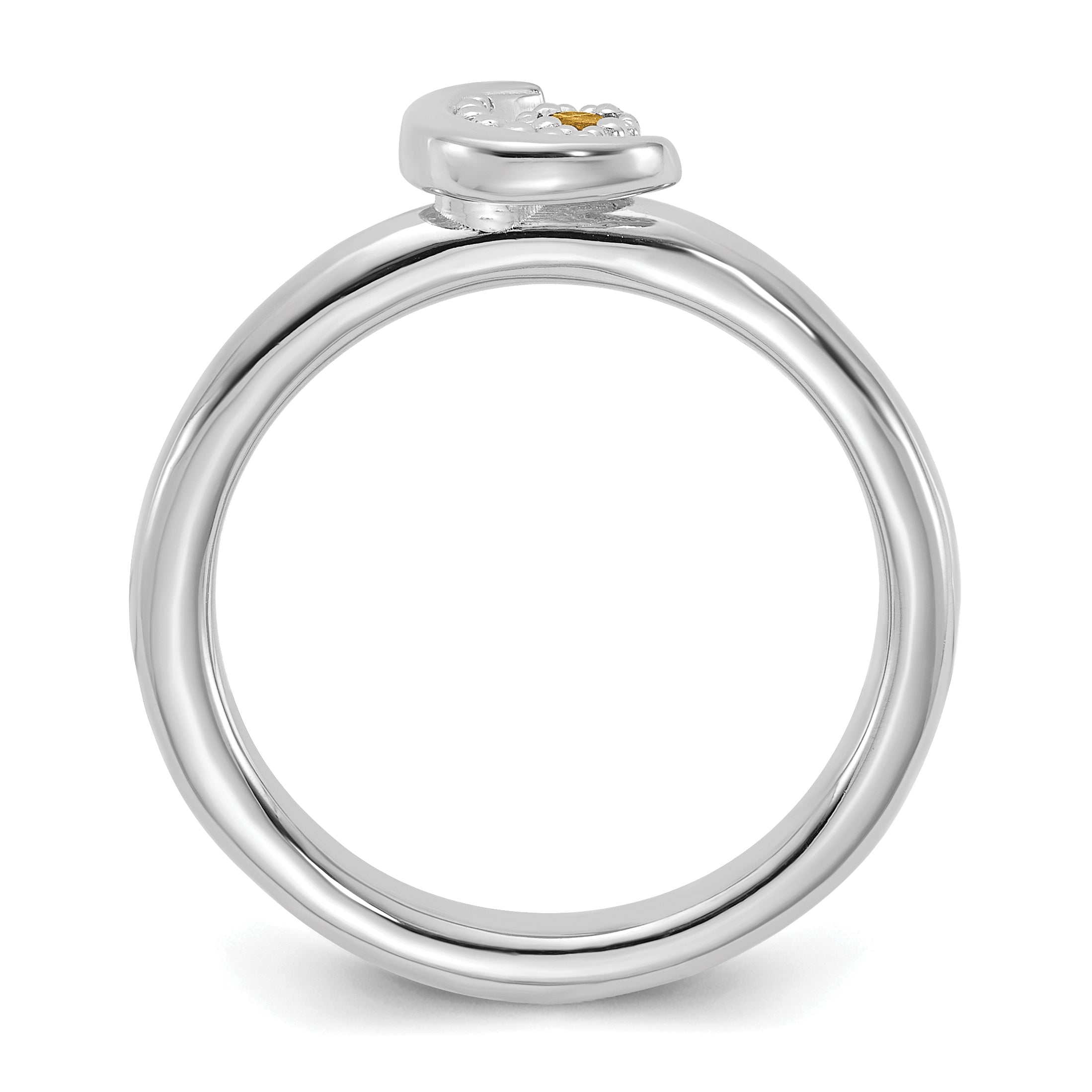 Sterling Silver Stackable Expressions Rhodium-plated Citrine Moon Ring Secondary image