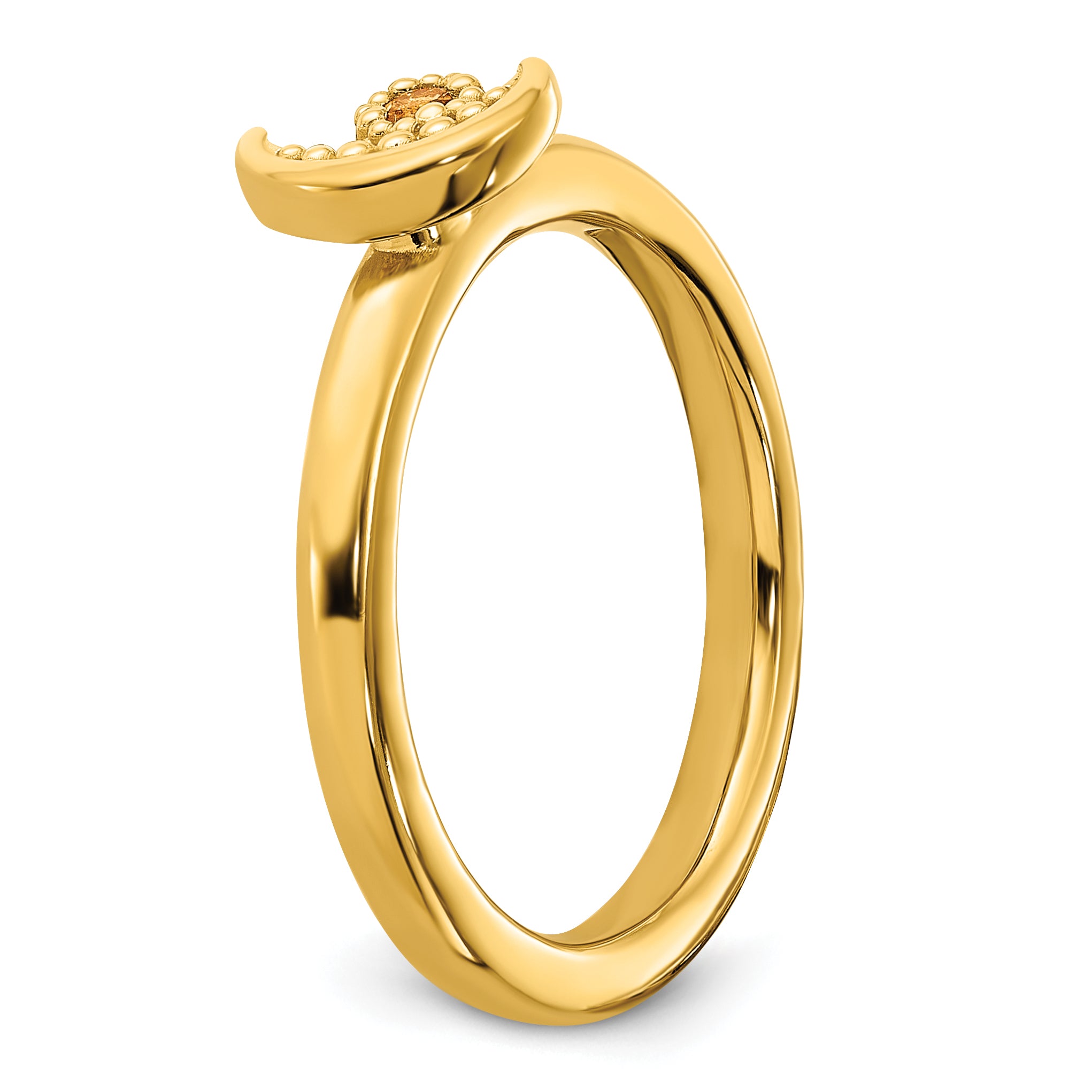 Sterling Silver Stackable Expressions Gold-plated Citrine Moon Ring