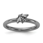 Sterling Silver Stackable Expressions Black Rhodium Bee Ring