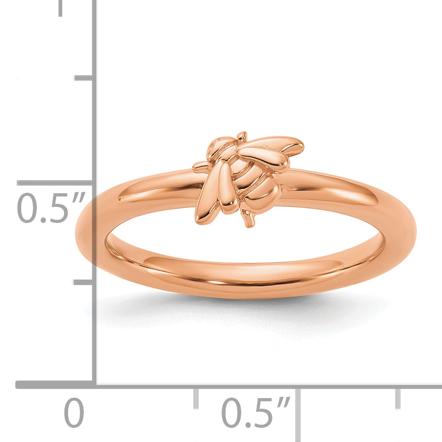 Sterling Silver Stackable Expressions Rose Gold-plated Bee Ring