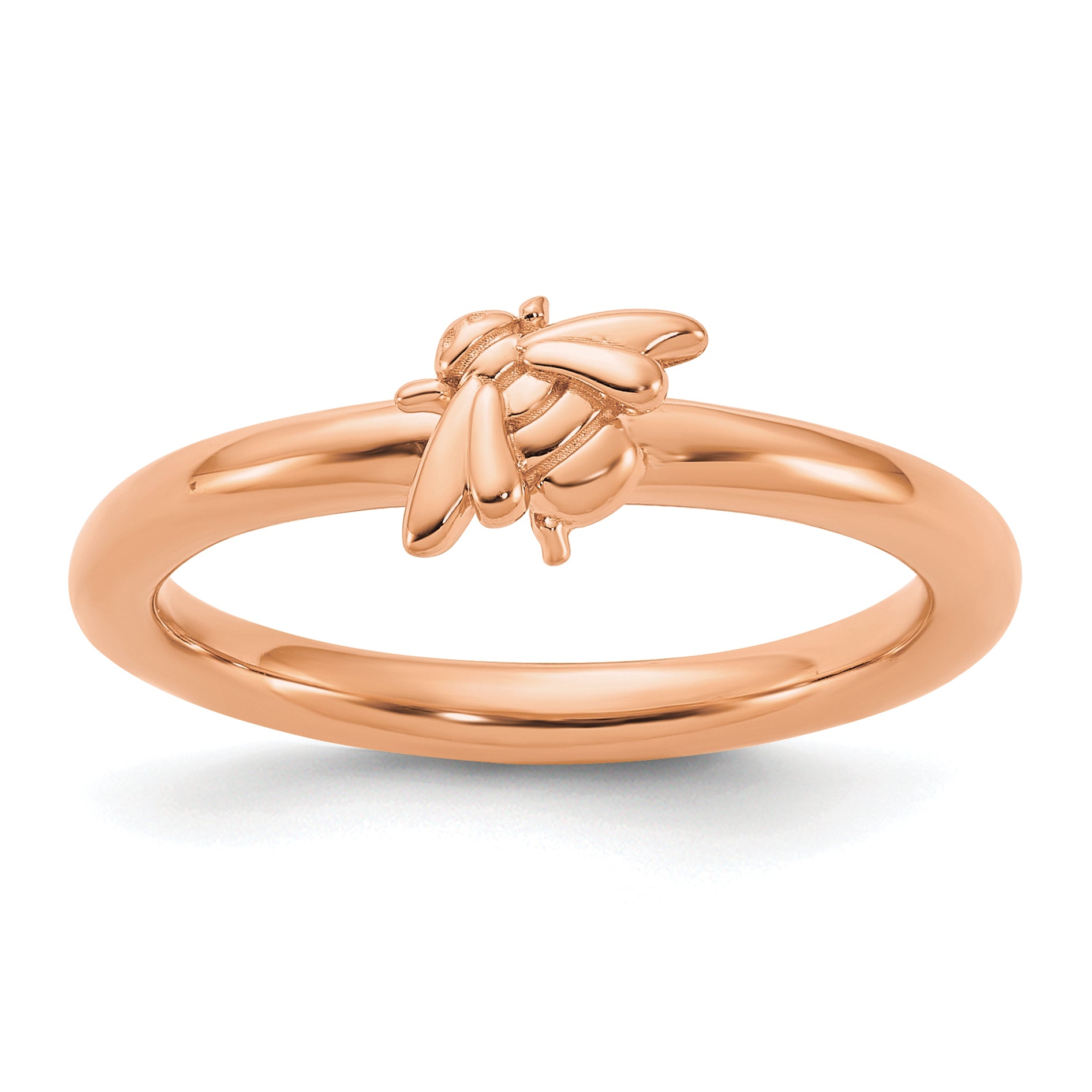Sterling Silver Stackable Expressions Rose Gold-plated Bee Ring