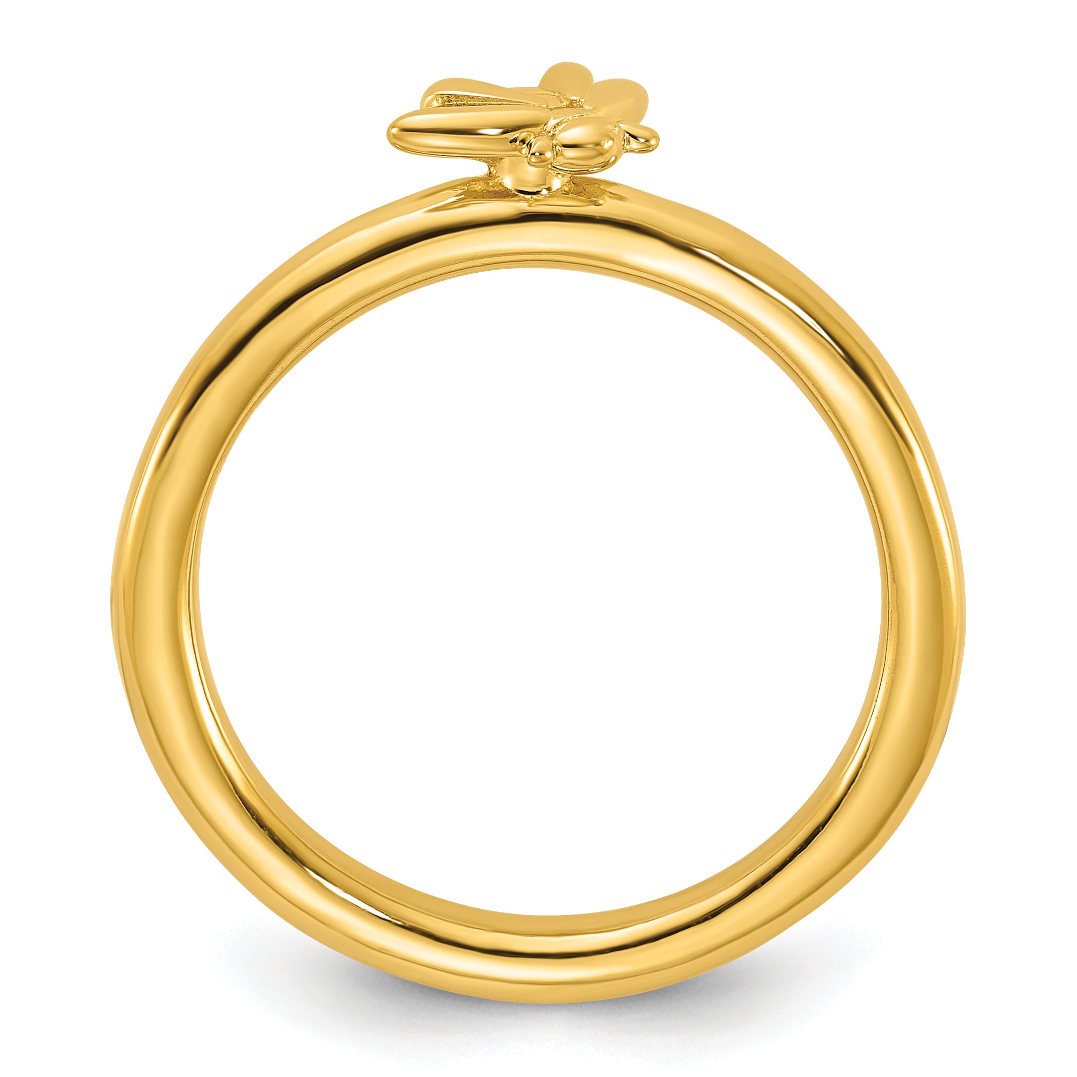 Sterling Silver Stackable Expressions Gold-plated Bee Ring Secondary image