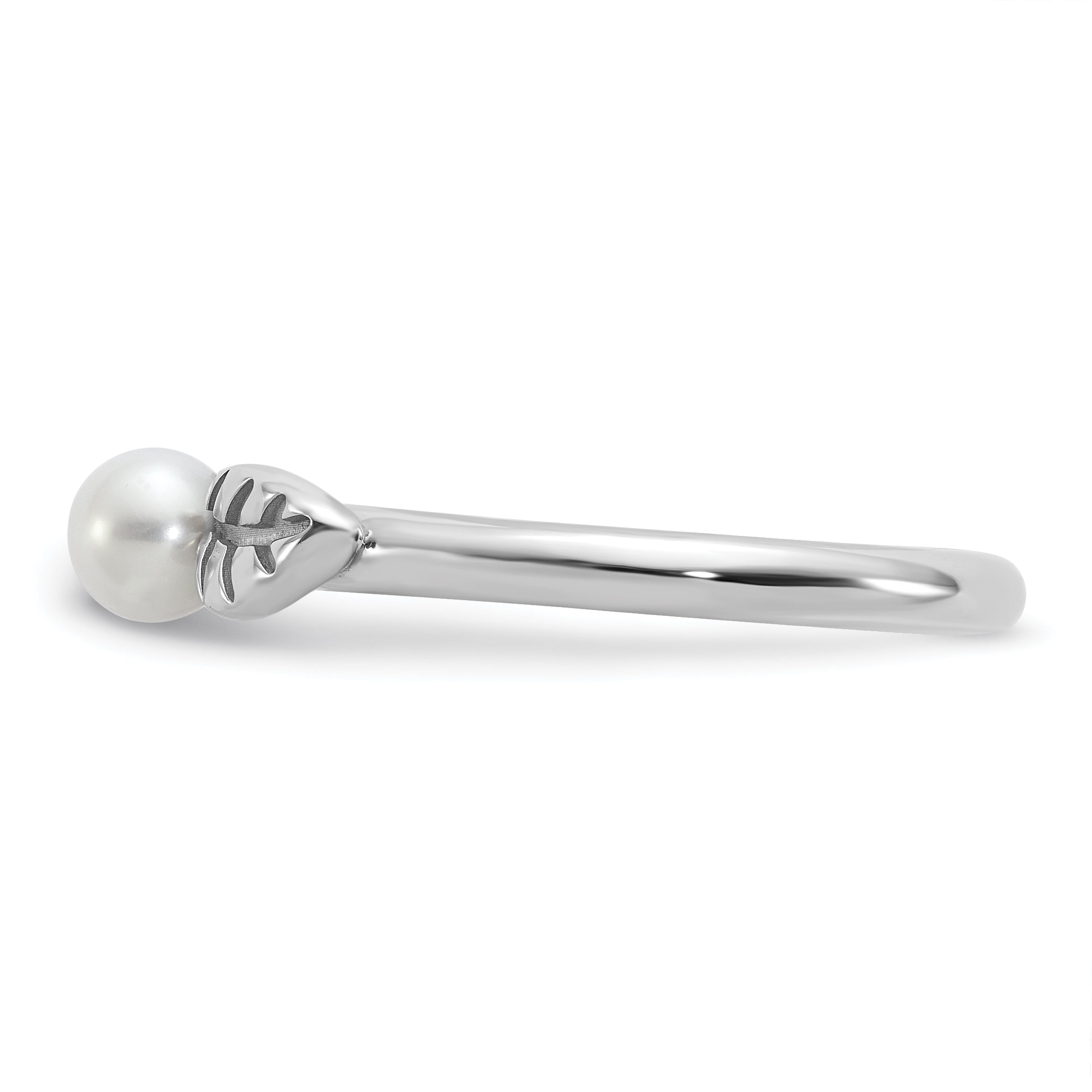 Sterling Silver Stackable Expressions Rhod-plated 4-5mm FWC Pearl Ring