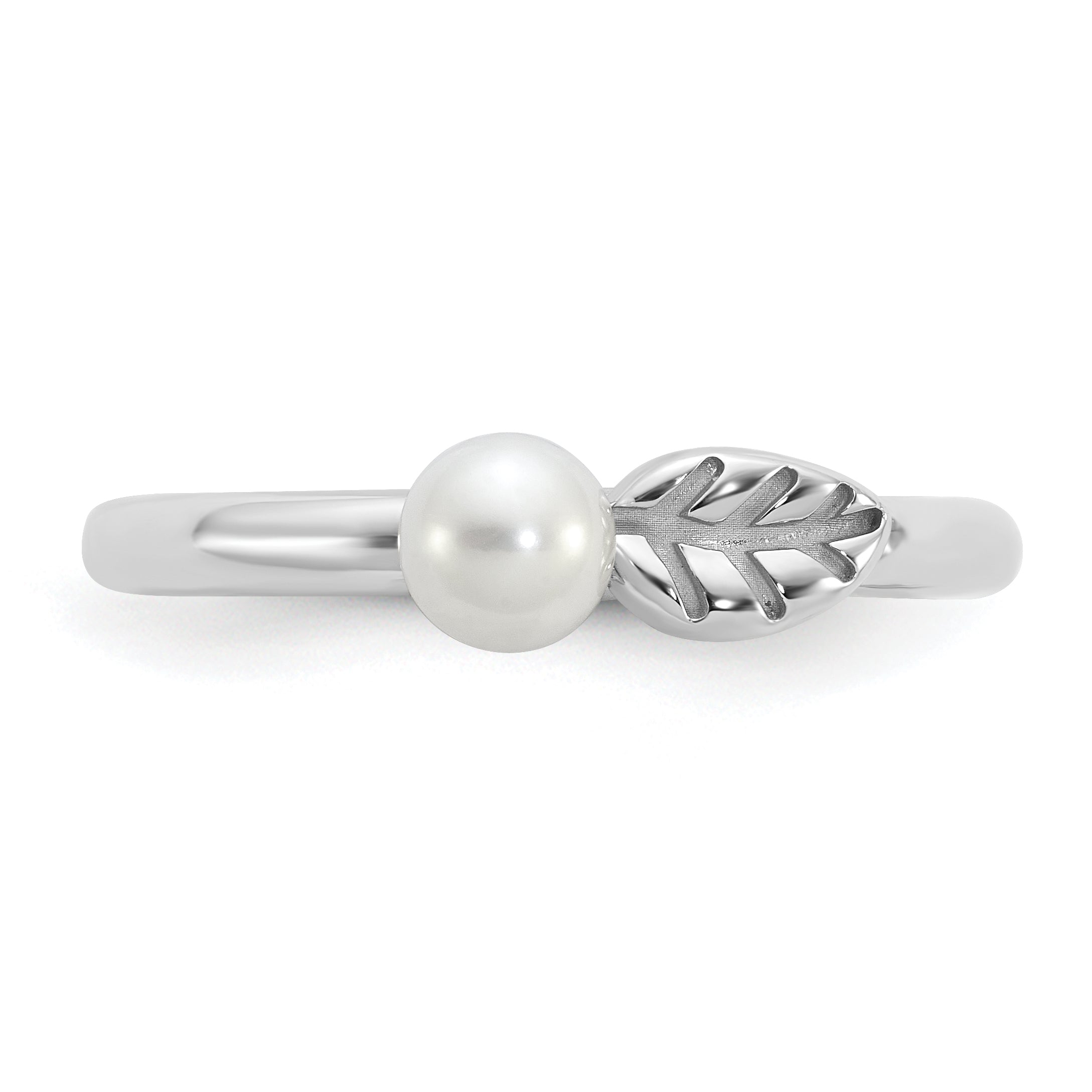 Sterling Silver Stackable Expressions Rhod-plated 4-5mm FWC Pearl Ring