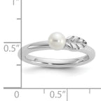 Sterling Silver Stackable Expressions Rhod-plated 4-5mm FWC Pearl Ring