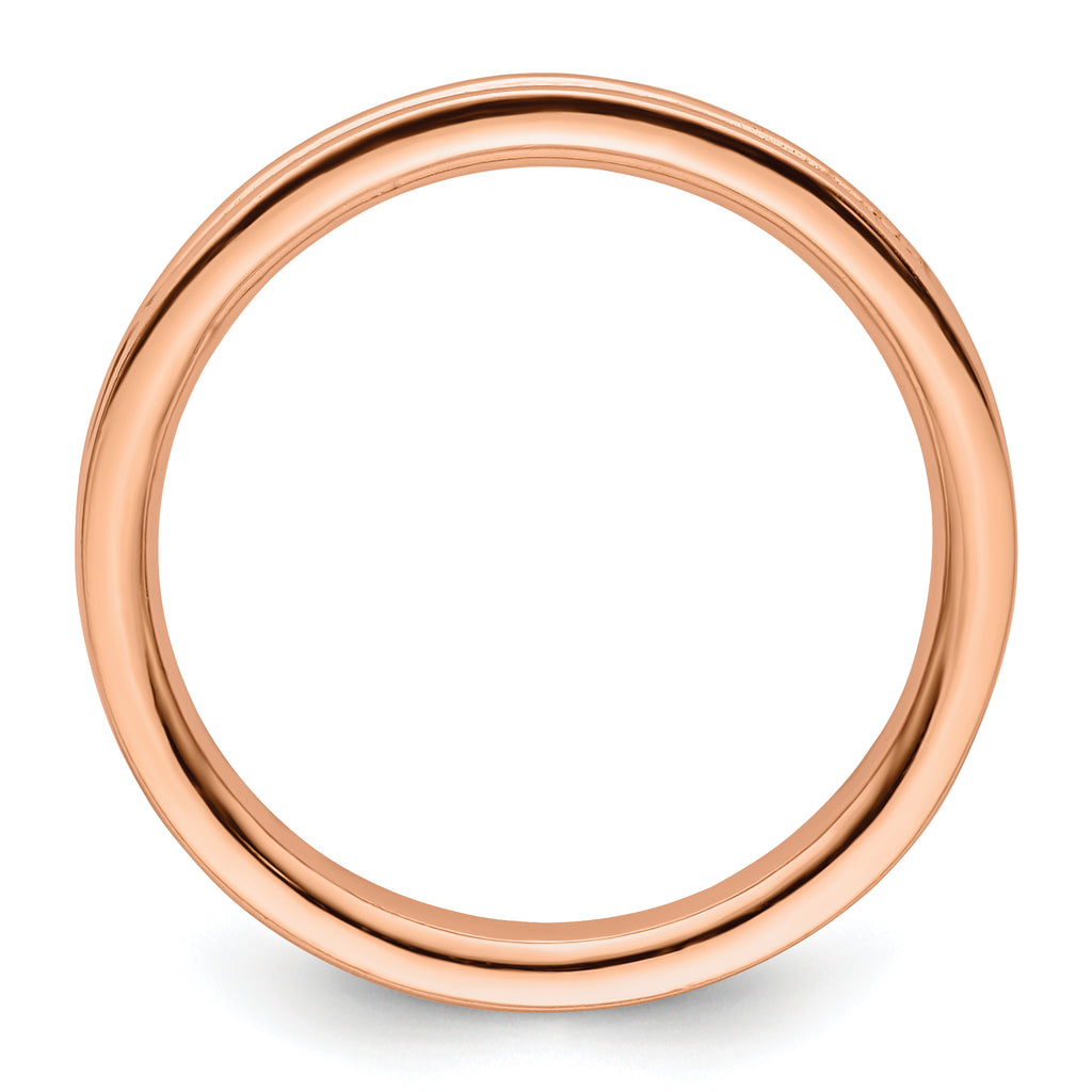 Sterling Silver Stackable Expressions Pink-plated Grooved Ring