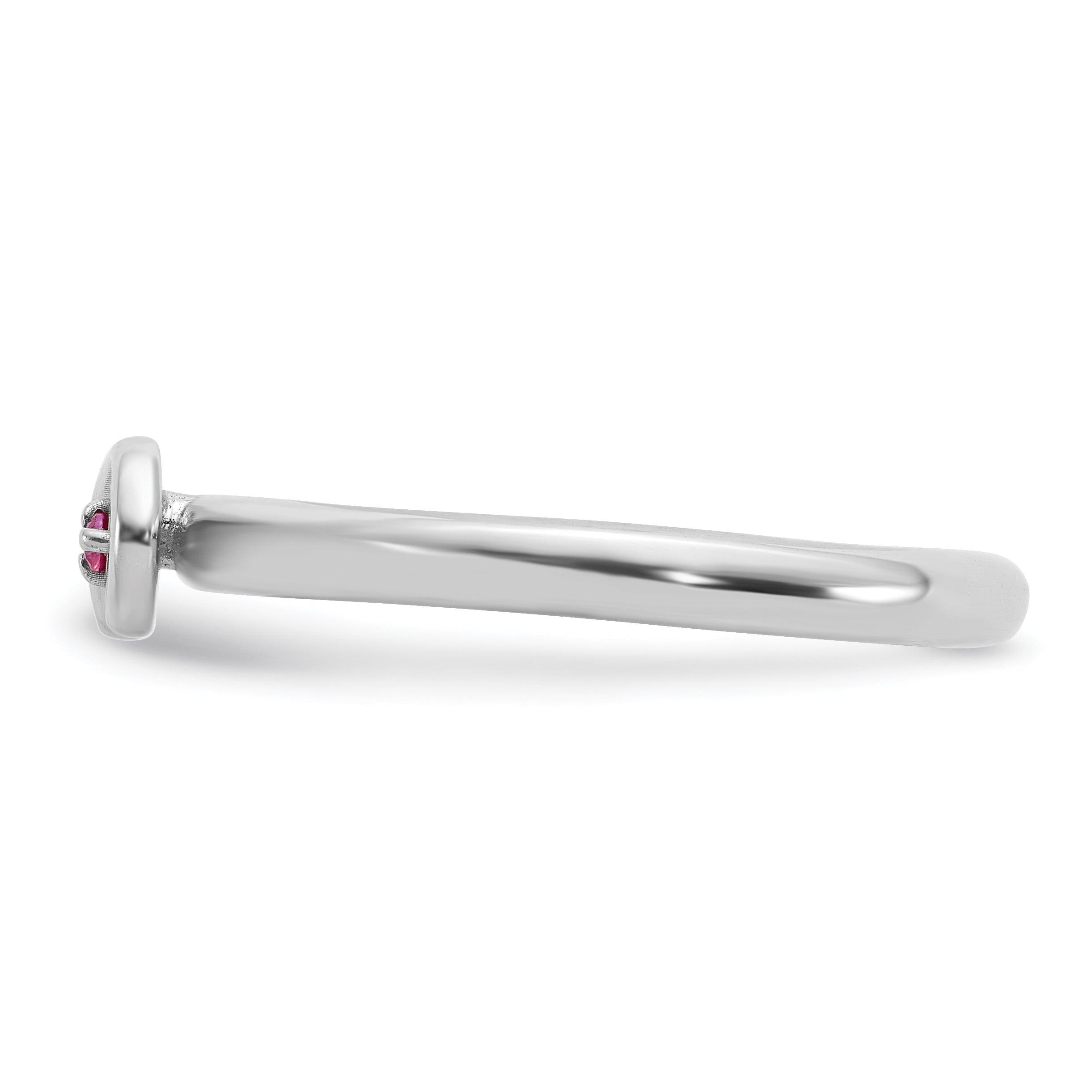 Sterling Silver Stackable Expressions Rh-plated Cr.Ruby Infinity/Wing Ring