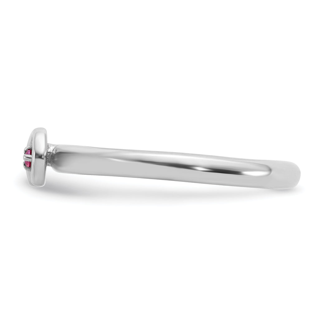 Sterling Silver Stackable Expressions Rh-plated Cr.Ruby Infinity/Wing Ring