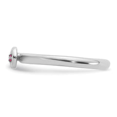 Sterling Silver Stackable Expressions Rh-plated Cr.Ruby Infinity/Wing Ring