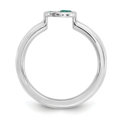Sterling Silver Stackable Expressions Rhod-plated Created Emerald Ring