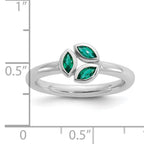 Sterling Silver Stackable Expressions Rhod-plated Created Emerald Ring
