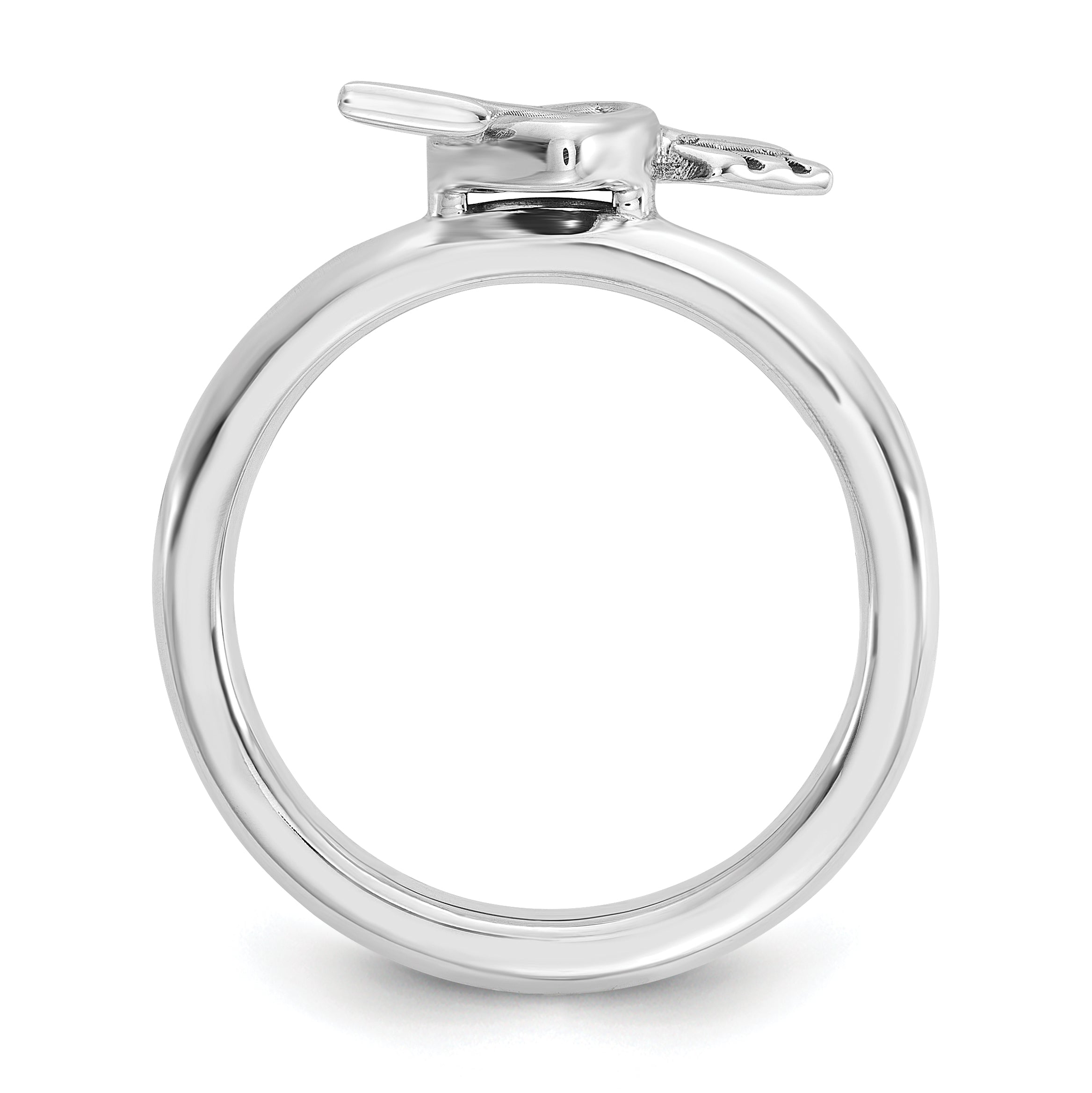 Sterling Silver Stackable Expressions Antiqued Heart with Arrow Ring