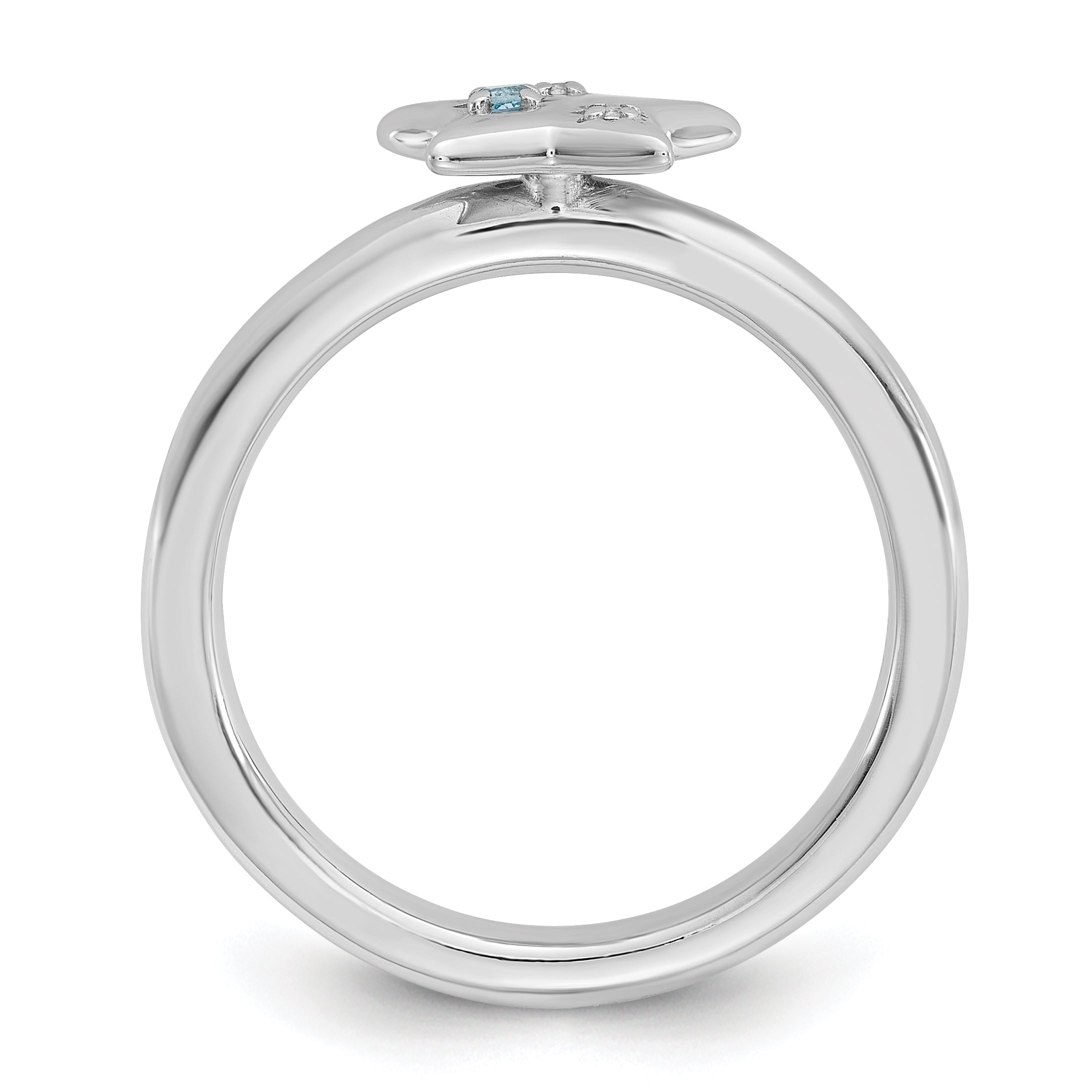 Sterling Silver Stackable Expressions Rh-plated Blue/White Topaz Star Ring Secondary image