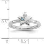 Sterling Silver Stackable Expressions Rh-plated Blue/White Topaz Star Ring