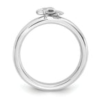 Sterling Silver Stackable Expressions Rh-plated Starfish and Shell Ring