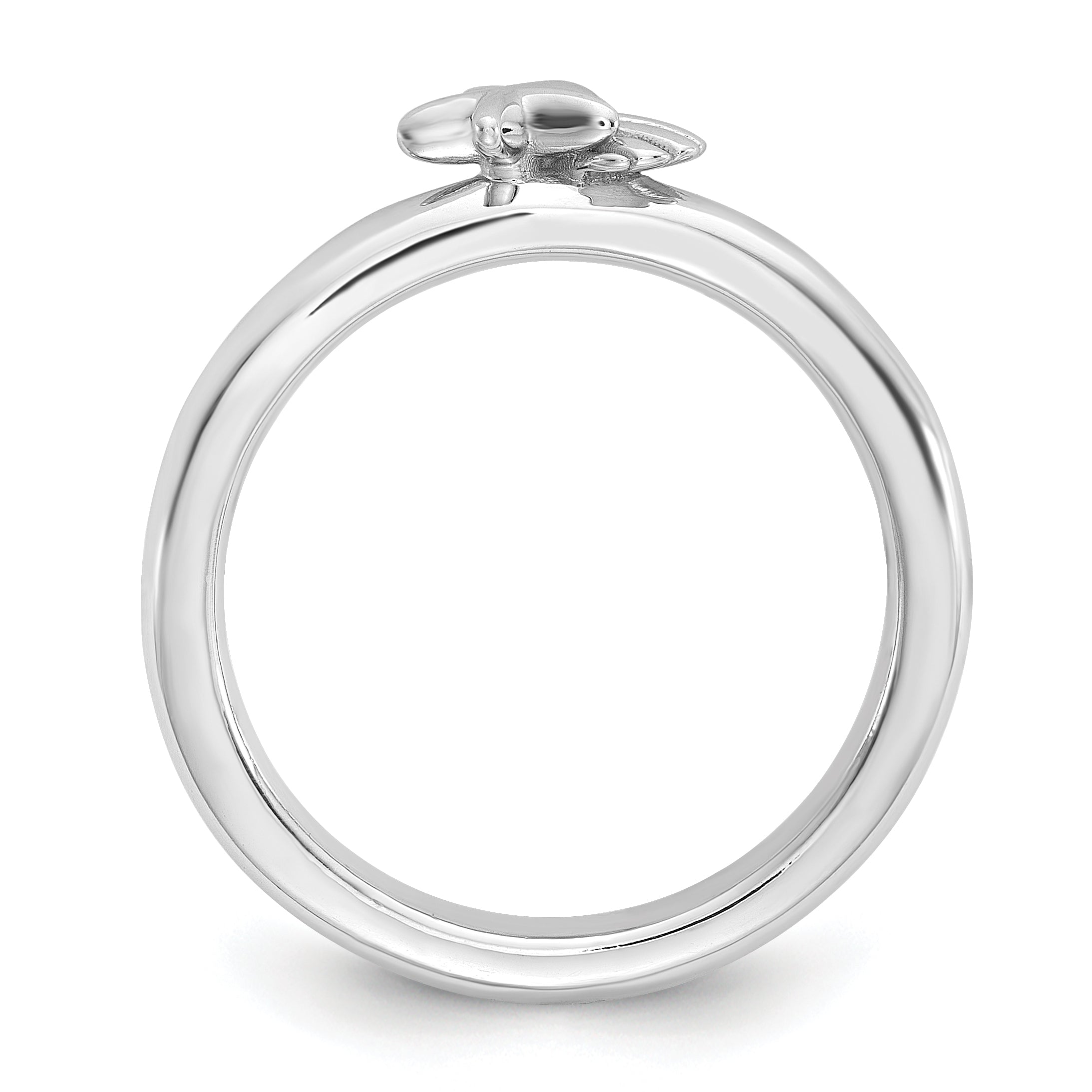 Sterling Silver Stackable Expressions Rh-plated Starfish and Shell Ring