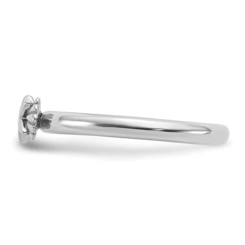 Sterling Silver Stackable Expressions Rh-plated Starfish and Shell Ring