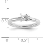Sterling Silver Stackable Expressions Rh-plated Starfish and Shell Ring