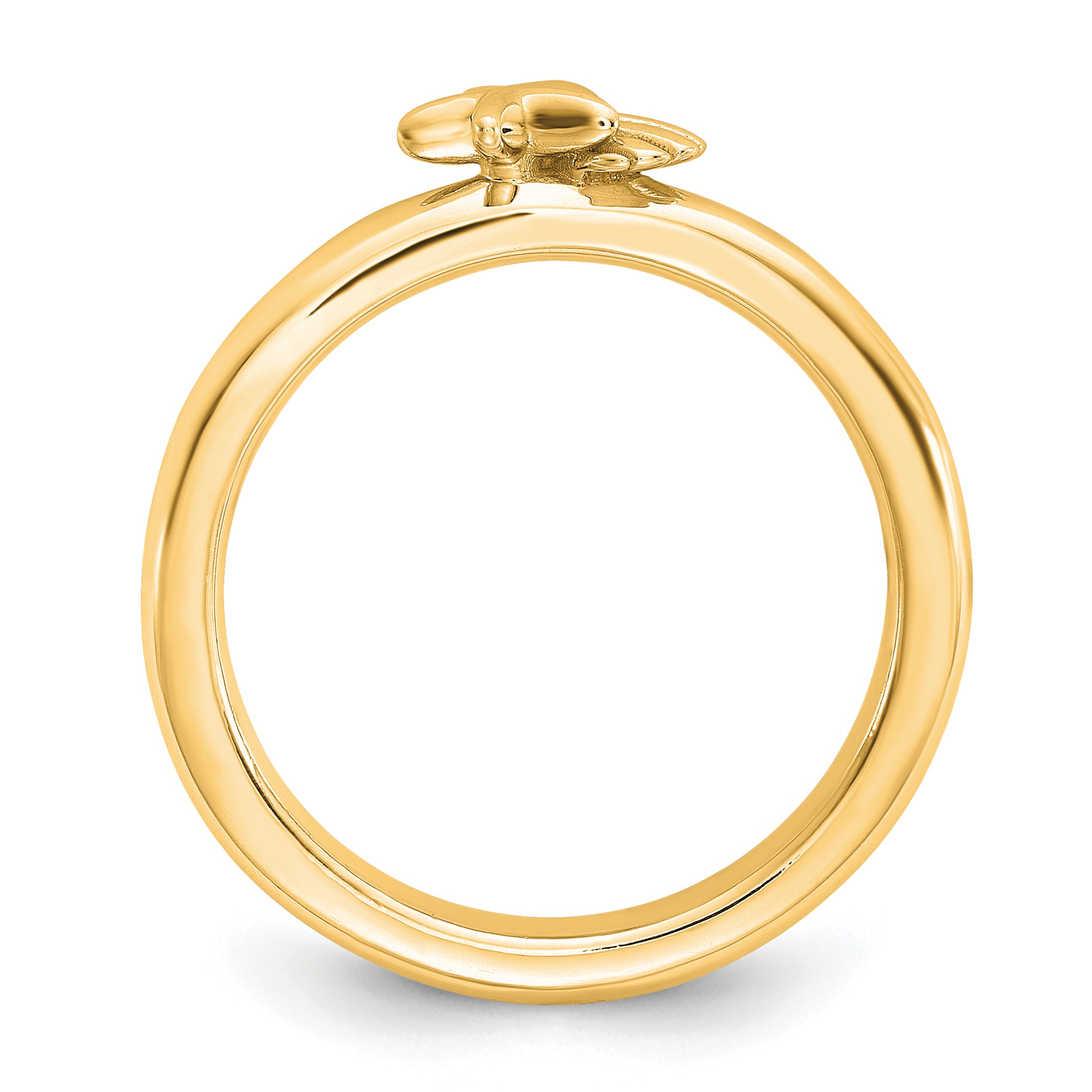 Sterling Silver Stackable Expressions Gold-plated Starfish/Shell Ring Secondary image