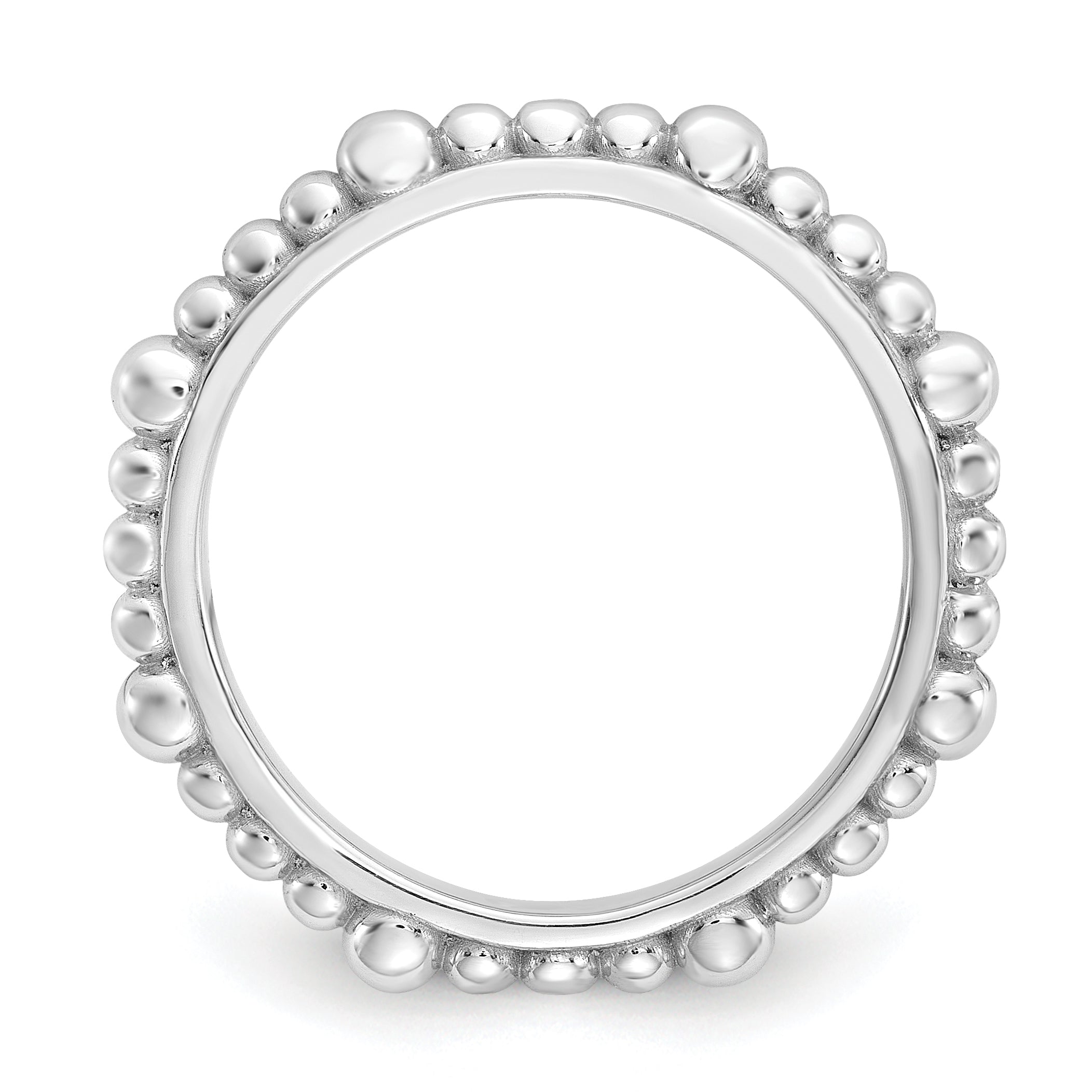Sterling Silver Stackable Expressions Rhodium-plated Beaded Ring Secondary image