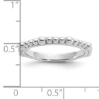 Sterling Silver Stackable Expressions Rhodium-plated Beaded Ring