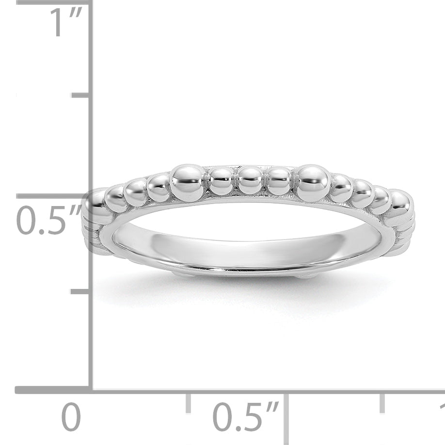 Sterling Silver Stackable Expressions Rhodium-plated Beaded Ring
