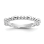 Sterling Silver Stackable Expressions Rhodium-plated Beaded Ring