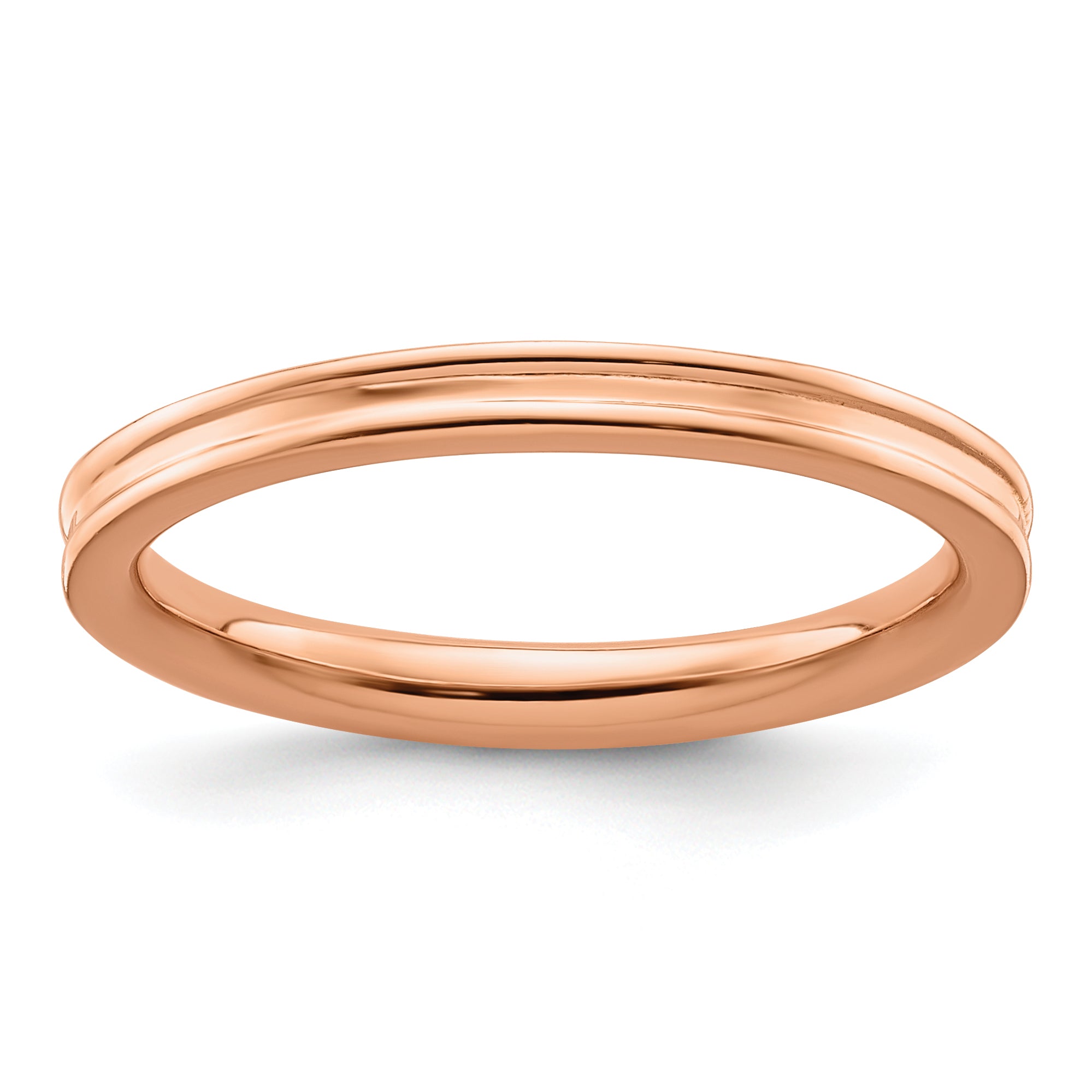 Sterling Silver Stackable Expressions Pink-plated Grooved Ring Main image