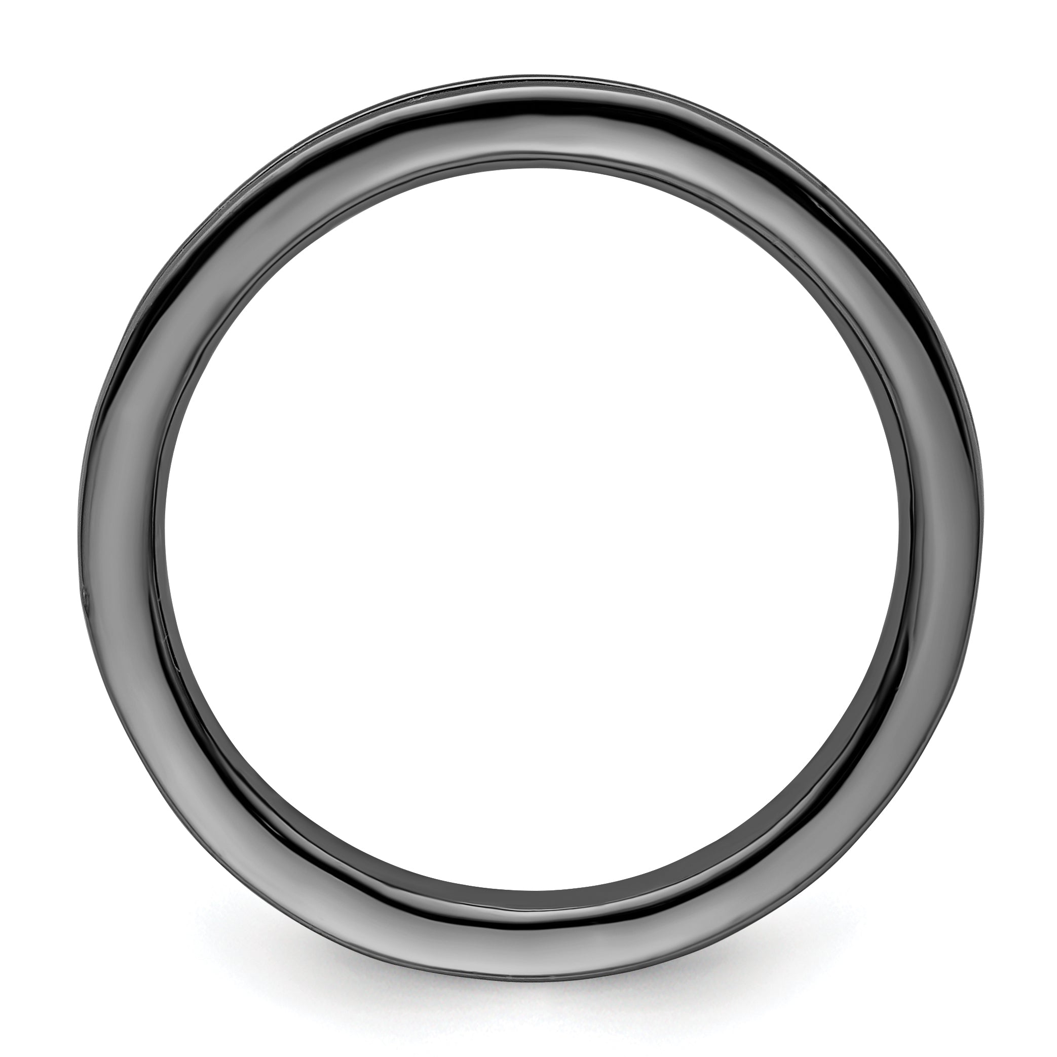 Sterling Silver Stackable Expressions Black-plated Grooved Ring Secondary image