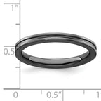 Sterling Silver Stackable Expressions Black-plated Grooved Ring
