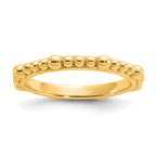 Sterling Silver Stackable Expressions Gold-plated Beaded Ring
