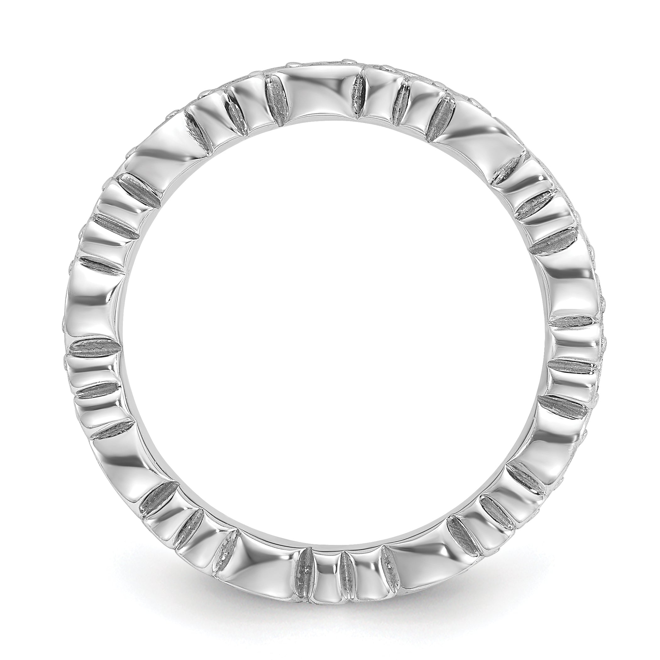 Sterling Silver Stackable Expressions Rhod-plated Swirl Design Ring