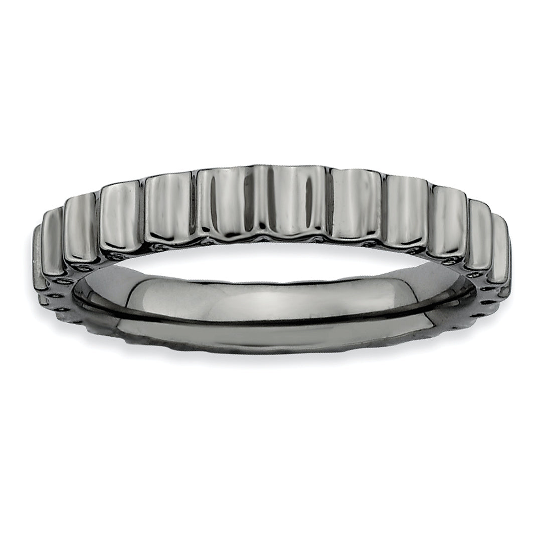 Sterling Silver Stackable Expressions Black-plated Ring Main image