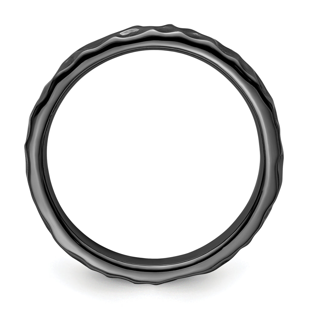 Sterling Silver Stackable Expressions Black-plated Ring