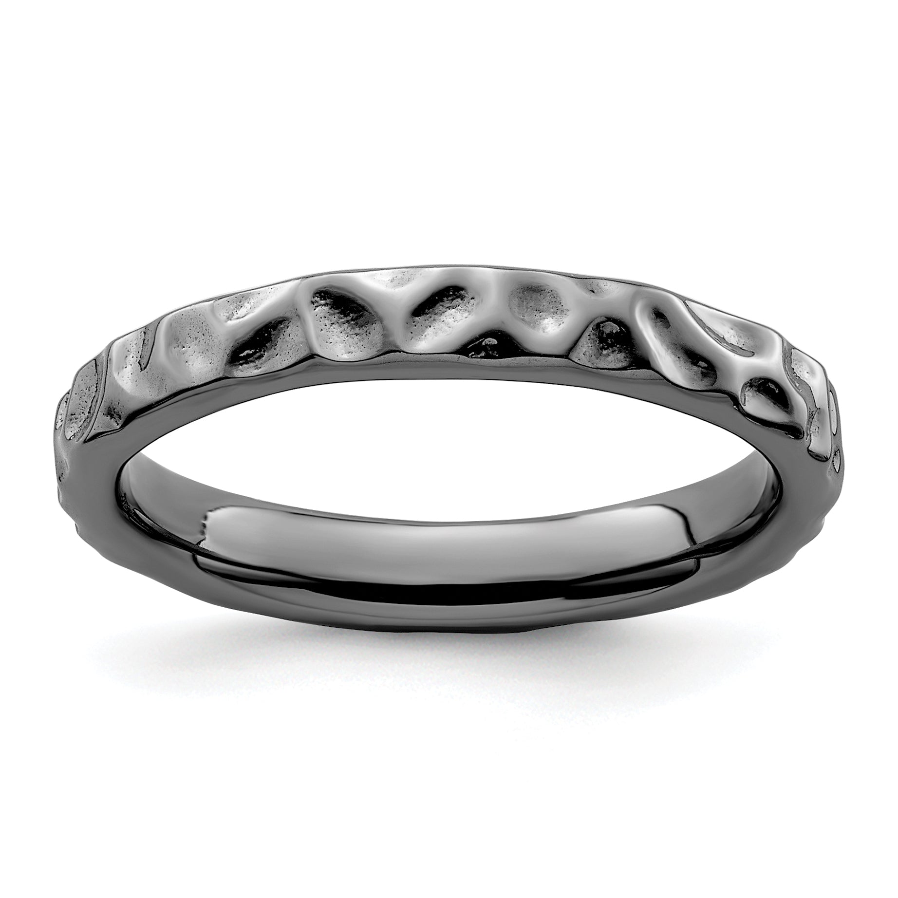 Sterling Silver Stackable Expressions Black-plated Ring Main image