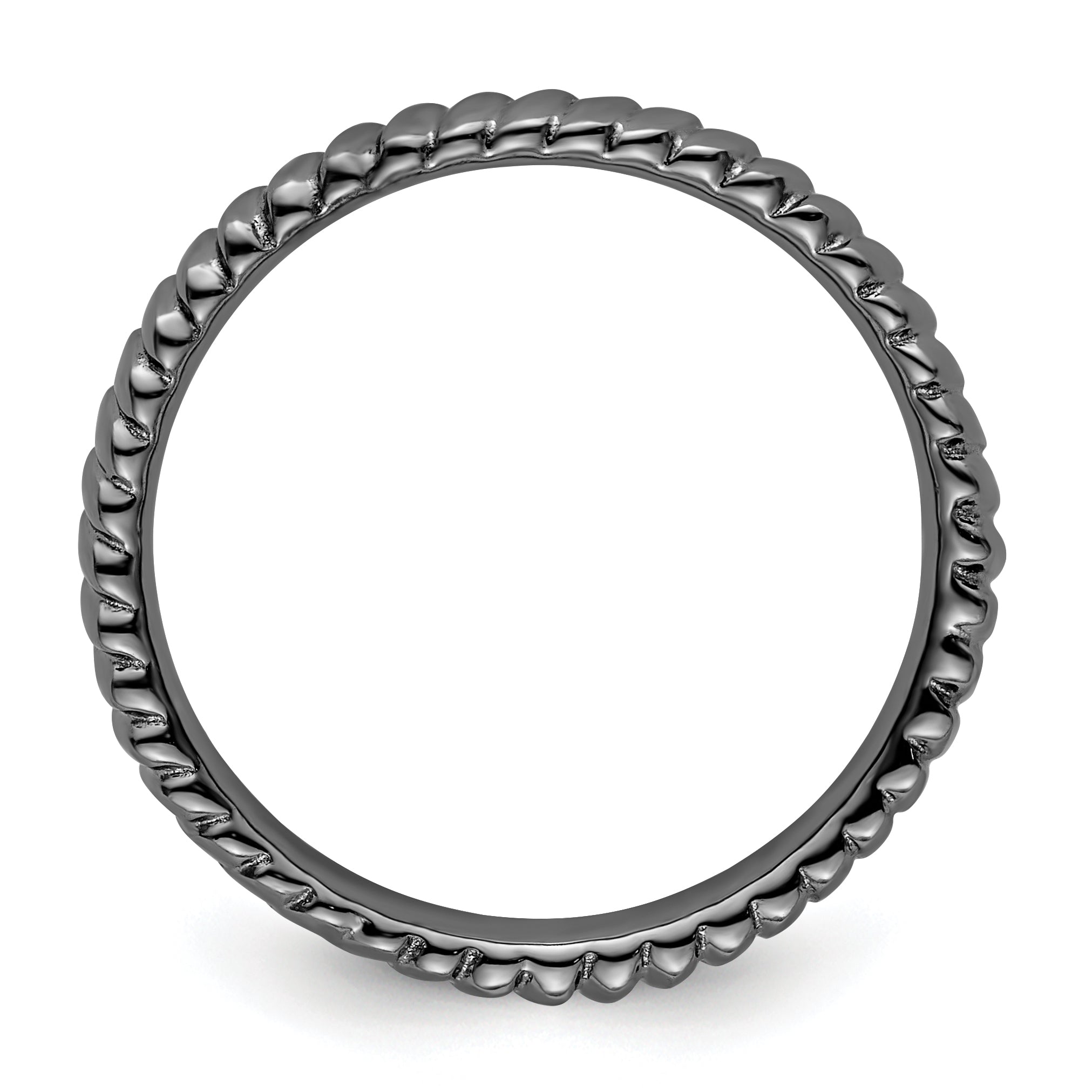 Sterling Silver Stackable Expressions Black-plated Ring Secondary image