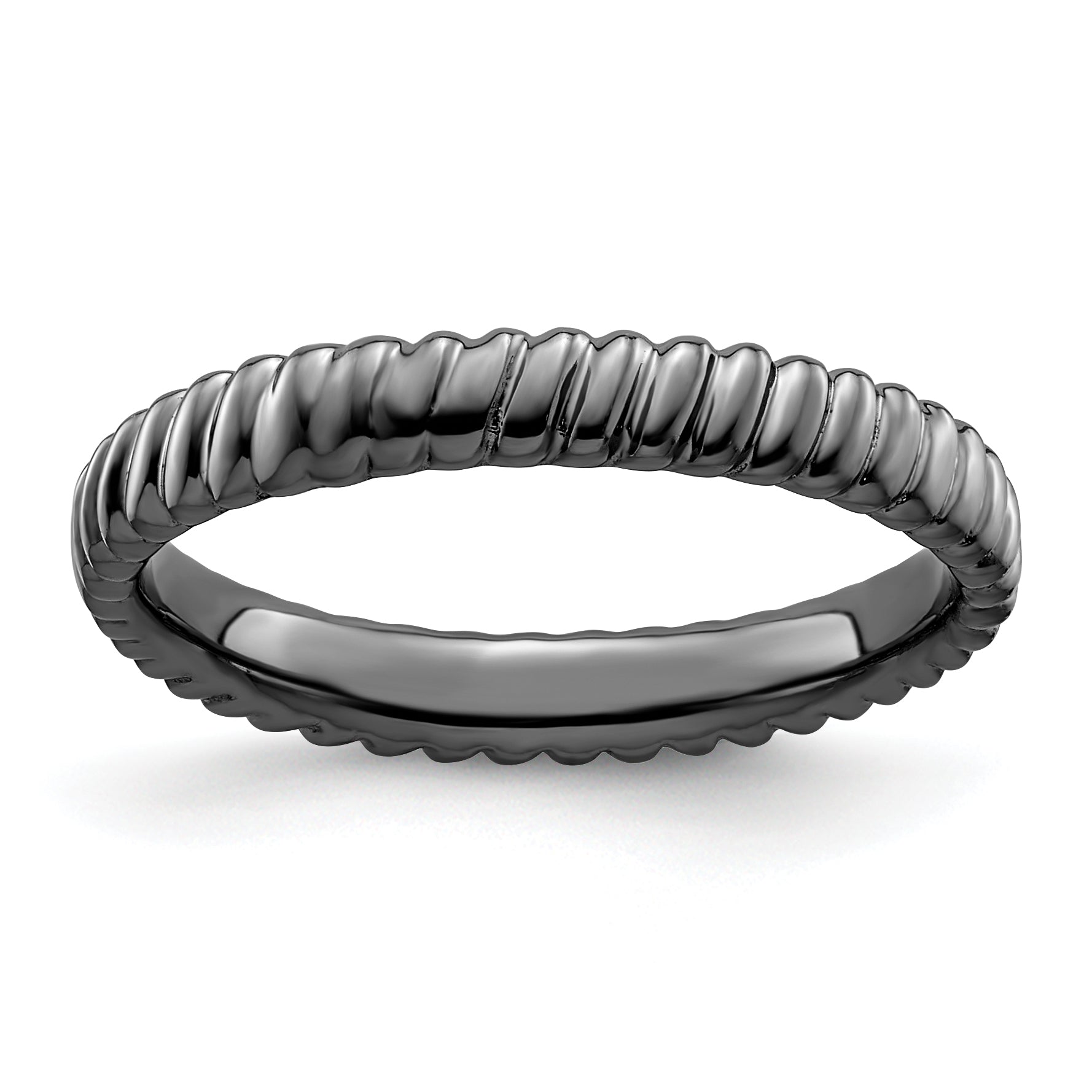 Sterling Silver Stackable Expressions Black-plated Ring Main image